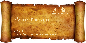 Láng Mariann névjegykártya